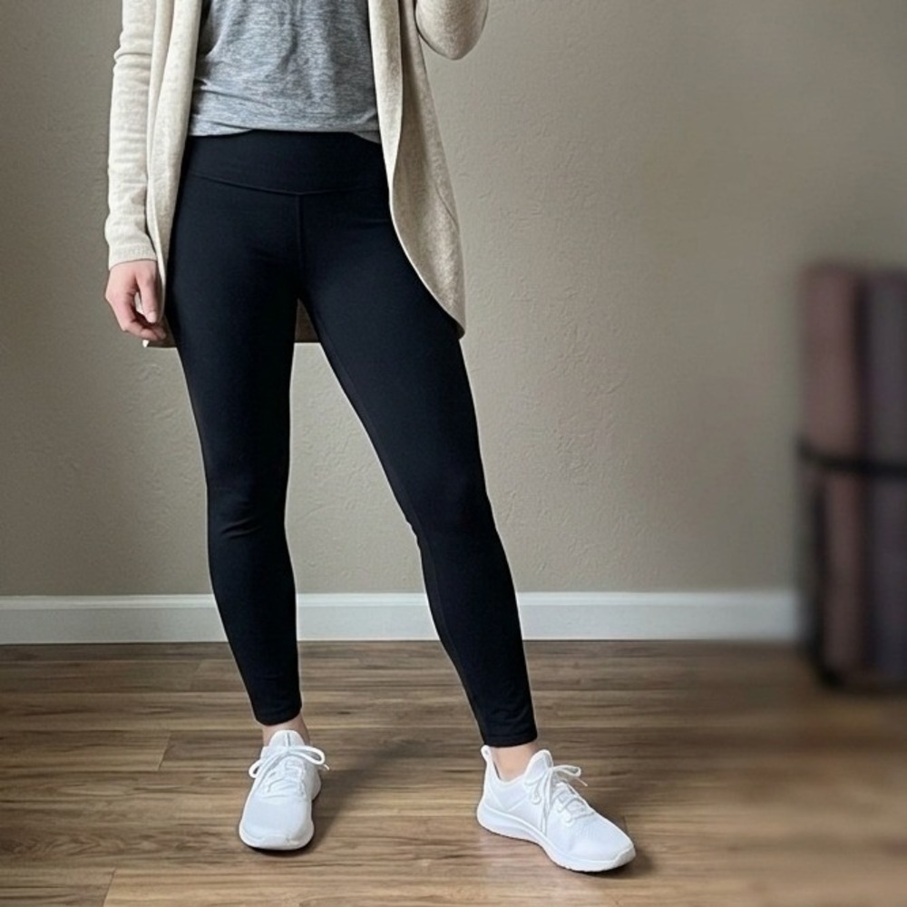 Athleta Polartec Power Stretch Pants Medium Black Thermal Leggings Fleece Lined